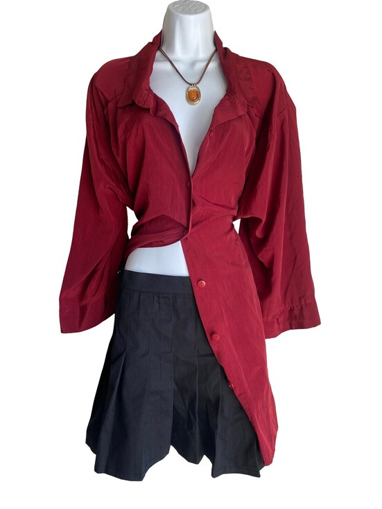 A Personal Touch Tops - VTG A Personal Touch Plus 7X Burgundy Tunic Blouse Button Up Whimsigoth Goth